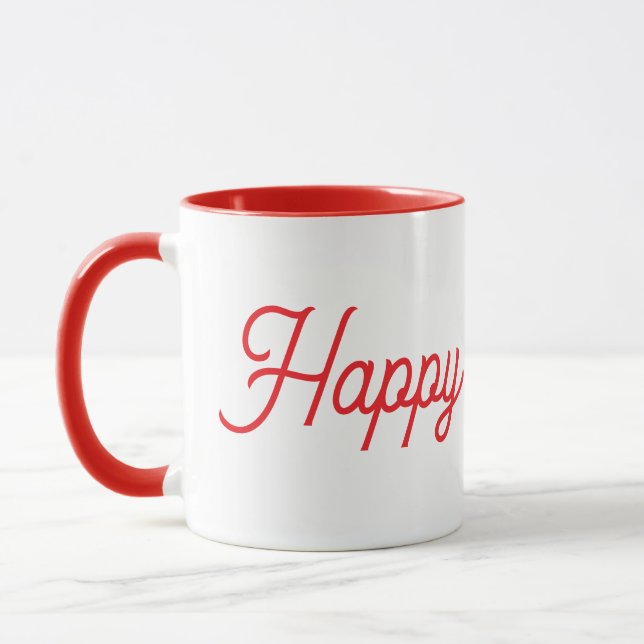 Happy New Year Red & White Ceramic Mug Tasse (Links)