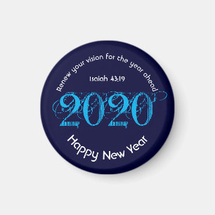 Happy New Year RENEW VISION 2020 Stilvoll BLAU Magnet