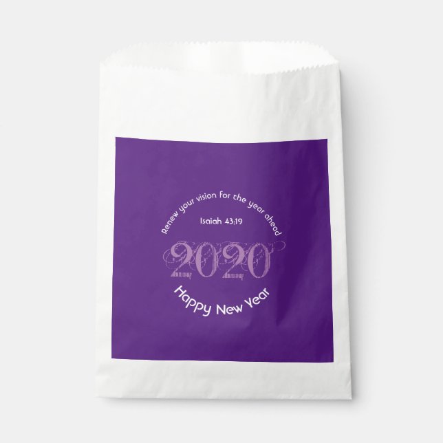 Happy New Year RENEW VISION 2020 Stilvoll LILA Geschenktütchen (Vorderseite)