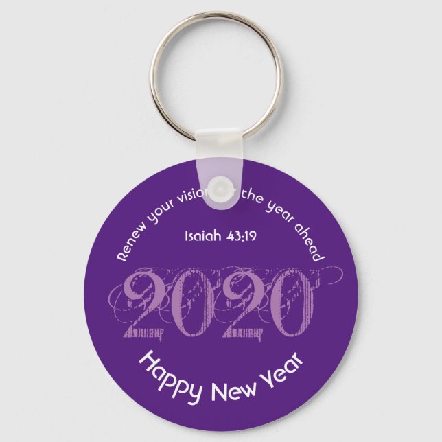 Happy New Year RENEW VISION 2020 Stilvoll LILA Schlüsselanhänger (Vorderseite)