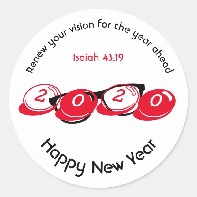Happy New Year RENEW VISION 2020 Stilvoll Runder Aufkleber (Vorderseite)