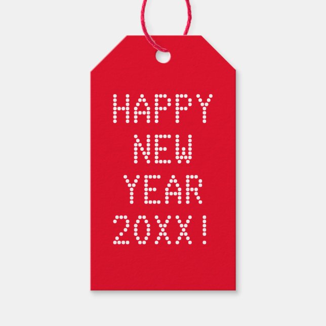 Happy New Year Rot und Weiß modernen Brauch Geschenkanhänger (Vorderseite)