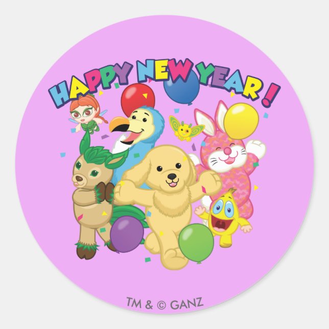 Happy New Year Runder Aufkleber (Vorderseite)