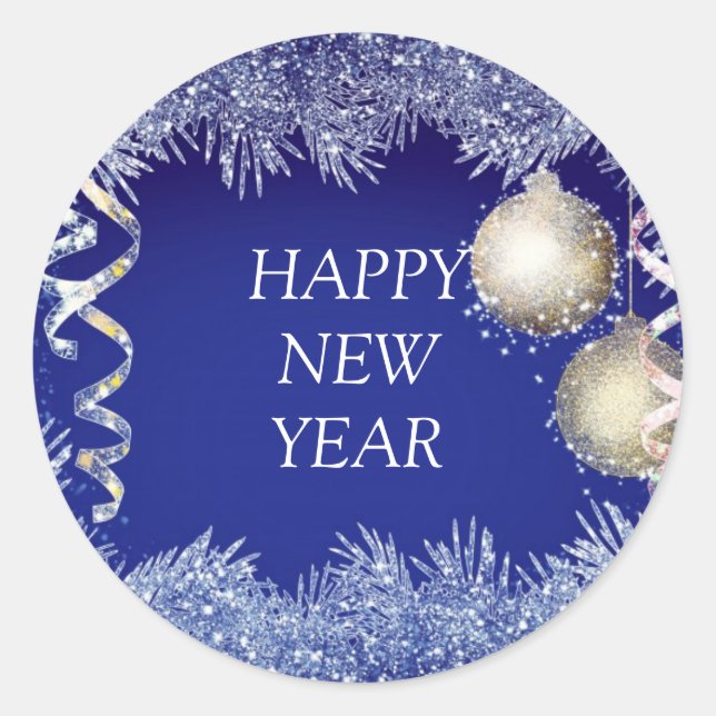 Happy New Year Runder Aufkleber (Vorderseite)