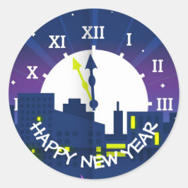 Happy New Year Runder Aufkleber