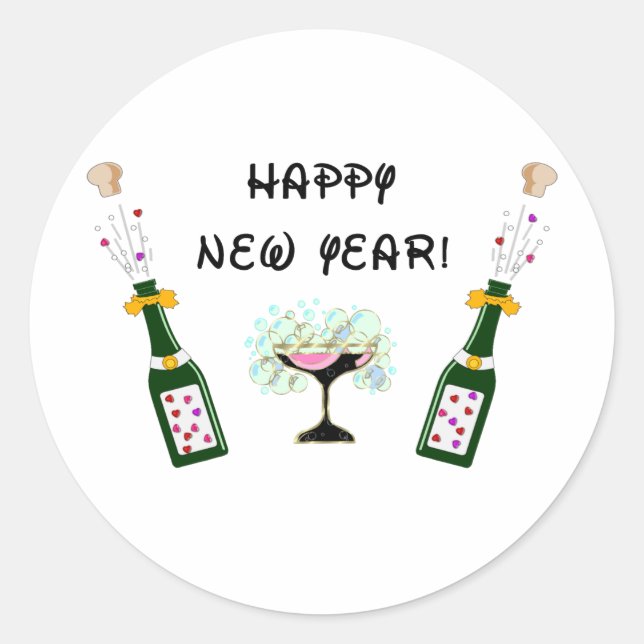 Happy New Year Runder Aufkleber (Vorderseite)