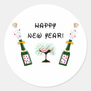 Happy New Year Runder Aufkleber