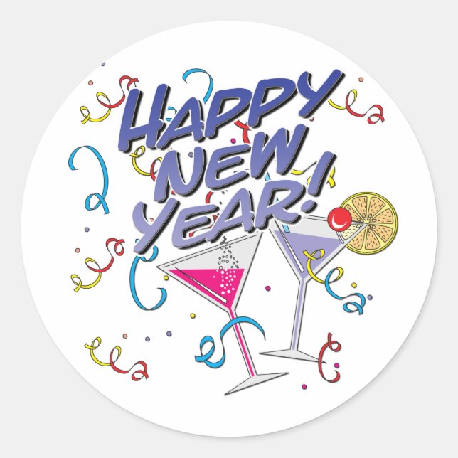 Happy New Year Runder Aufkleber (Vorderseite)