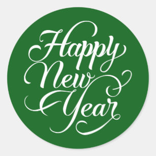 Happy New Year Runder Aufkleber