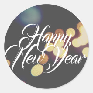 Happy New Year Runder Aufkleber