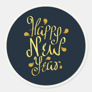 Happy New Year Runder Aufkleber