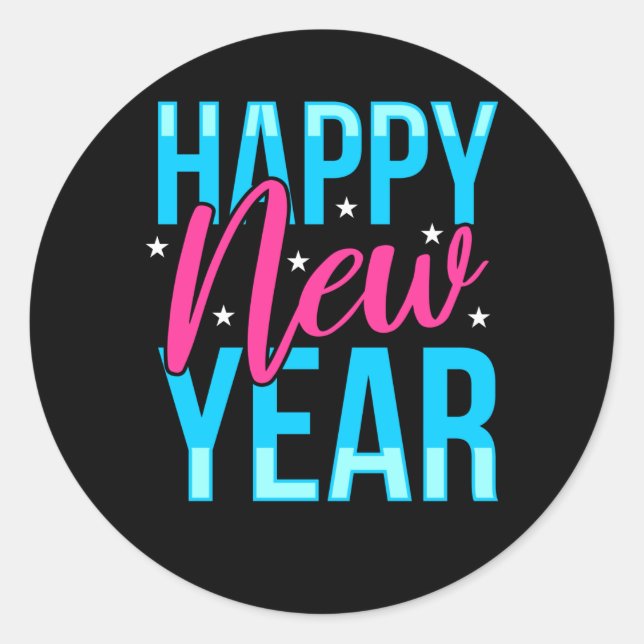 Happy New Year Runder Aufkleber (Vorderseite)