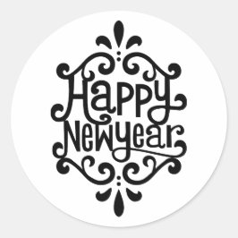 Happy New Year Runder Aufkleber