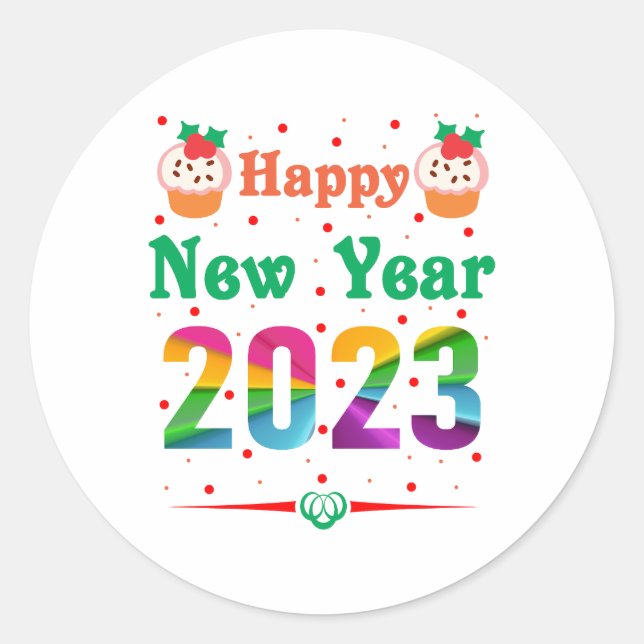 Happy New Year Runder Aufkleber (Vorderseite)