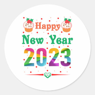 Happy New Year Runder Aufkleber