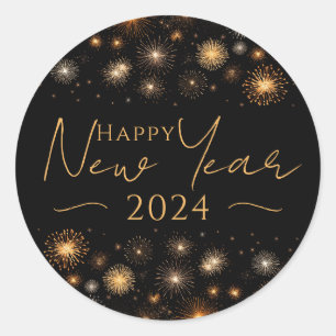 Happy New Year Runder Aufkleber