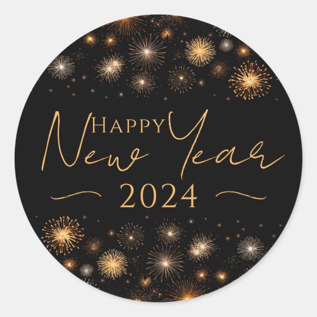 Happy New Year Runder Aufkleber (Vorderseite)