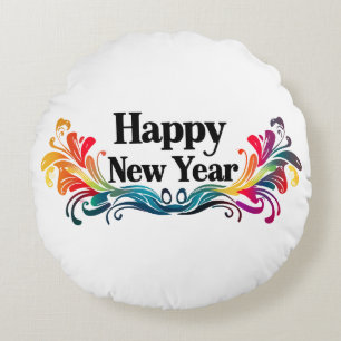 Happy New Year Rundes Kissen