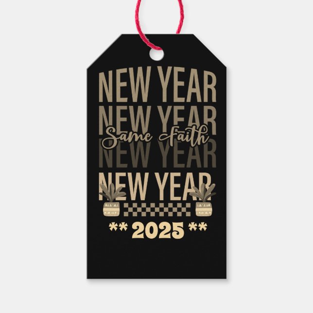 Happy New Year Same Faith Gold schwarze Farbe Geschenkanhänger (Vorderseite)