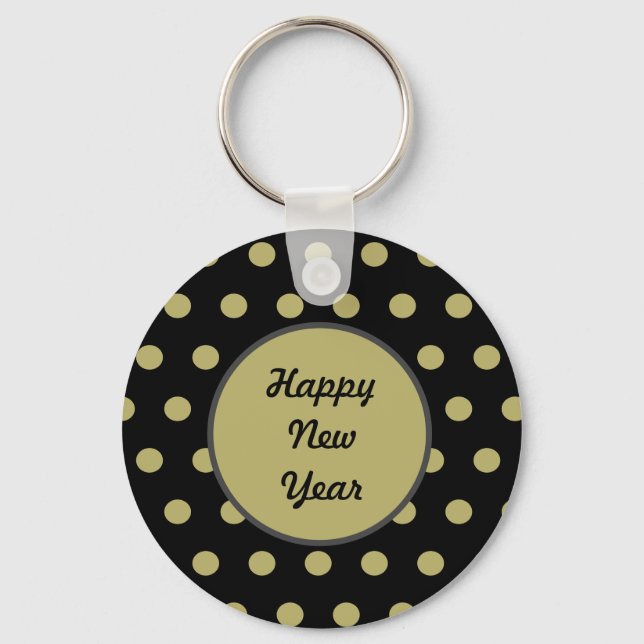 Happy New Year Schlüsselanhänger (Black & Gold) (Vorderseite)