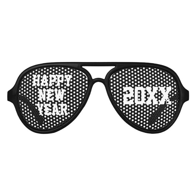 Happy New Year Schwarz-weiß Custom Year Partybrille (Vorderseite)