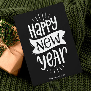Happy New Year Script Text weiß Buchstaben Feiertagskarte