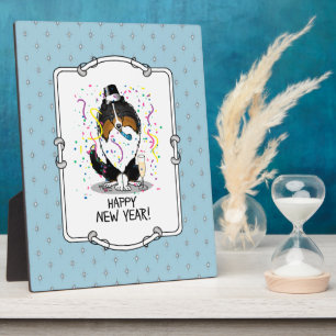 Happy New Year Shetland Sheepdog (Trikolon) Niedli Fotoplatte