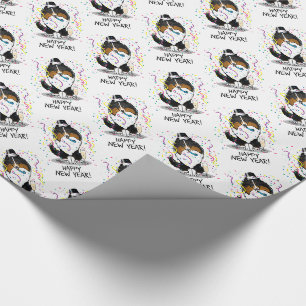 Happy New Year Shetland Sheepdog (Trikolon) Niedli Geschenkpapier