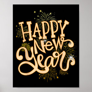 Happy New Year Silvester Party Frauen Männer Famil Poster