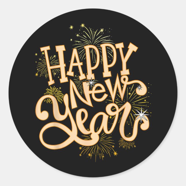 Happy New Year Silvester Party Frauen Männer Famil Runder Aufkleber (Vorderseite)