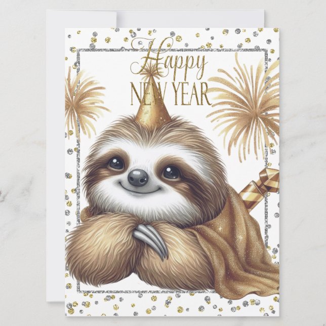 Happy New Year Sloth Ankündigung (Vorderseite)