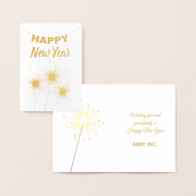 Happy New Year Sparkler Corporate Gold Folienkarte (Anzeige)