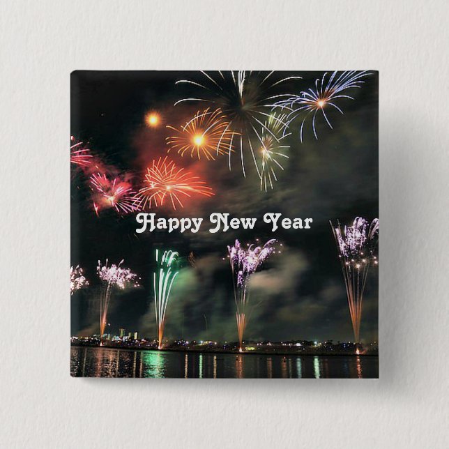 Happy New Year, Spectacular Fireworks  Button (Vorderseite)
