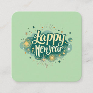 Happy New Year Square Business Card Quadratische Visitenkarte