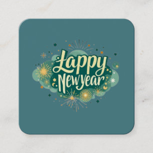 Happy New Year Square Business Card Quadratische Visitenkarte