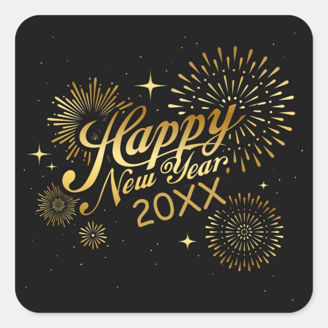 Happy New Year Square Sticker (Vorderseite)