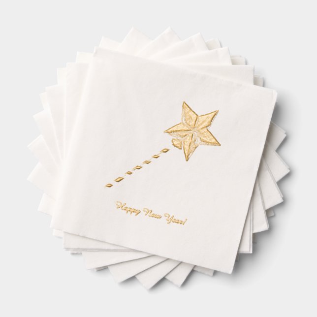 Happy New Year Star Hat Servietten Mit Folie (Insitu (Gestapelt))