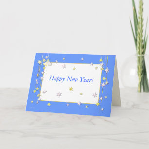 Happy New Year Stars Blue Feiertagskarte