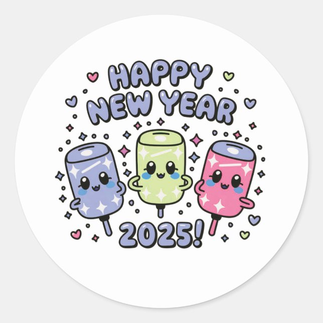 Happy New Year Sticker (Vorderseite)