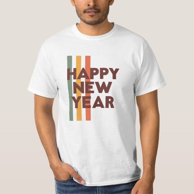 Happy New Year T-Shirt – Festive Typography Design (Devant)