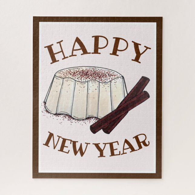 Happy New Year Tembleque Puerto Rico Pudding (Vertikal)