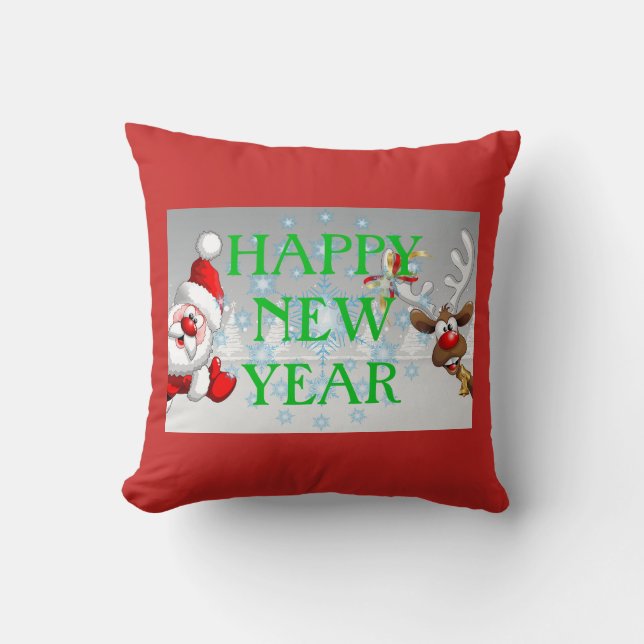 Happy New Year Throw Pillow Kissen (Vorderseite)