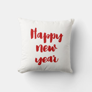 Happy New Year trendy red Schriftart Kissen