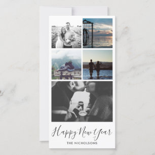 Happy New Year Typografie fünf FotoCollage Feiertagskarte