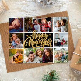 Happy New Year Typografy Foto Collage Postcard Postkarte