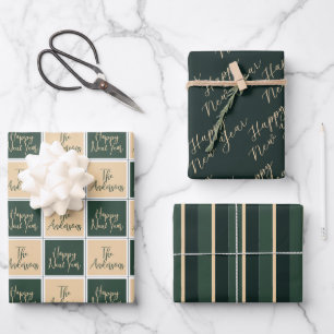 Happy New Year Typografy Minimal Geschenkpapier Set