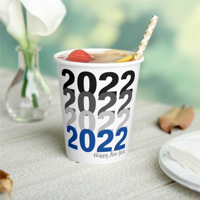 Happy New Year Typografy Paper Cup Pappbecher (In Situ)