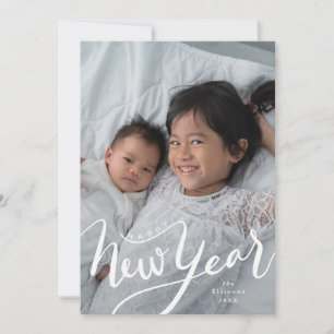 Happy New Year Typografy Script Foto Feiertagskarte