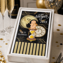 Happy New Year Vintag Look Paper Handtücher Serviette