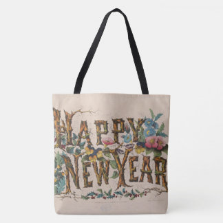  Happy New Year, Vintage Currier & Ives Print Tasche